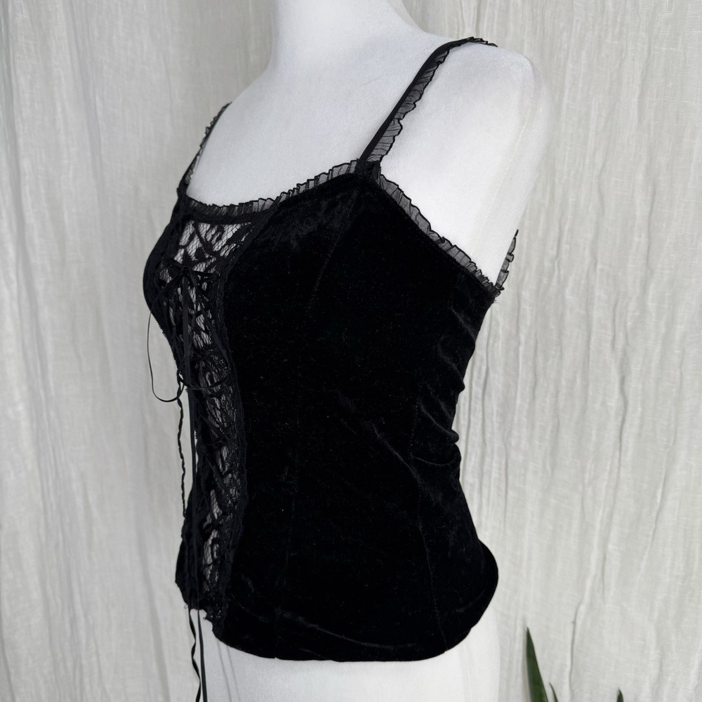 Velvet Whimsigoth Fairy Grunge Corset Top M VTG Y2K Witchy Vamp Indie Lace Up - Picture 4 of 8
